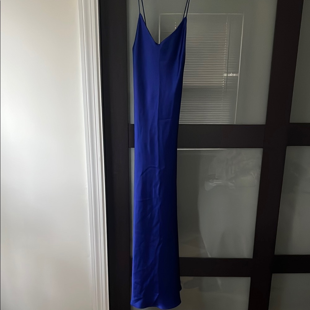 Zara Blue Maxi Slip Dress with Spaghetti Straps